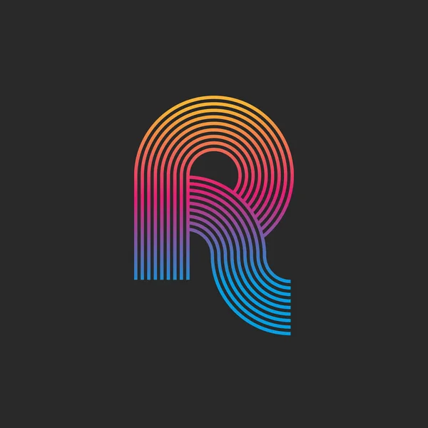 Letter Logo Monogram Creative Linear Design Trendy Rainbow Gradient Rounded — Archivo Imágenes Vectoriales