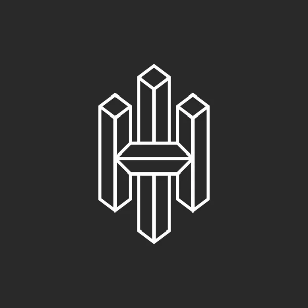 Letters Initials Logo Hipster Monogram Isometric Frame Thin Lines Combination — Image vectorielle