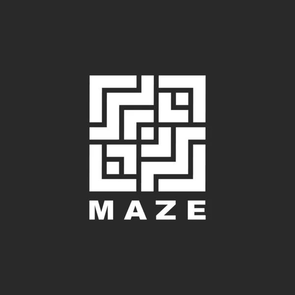 Maze Logo Square Geometric Shape Symbol Labyrinth Form Creative Minimal —  Vetores de Stock