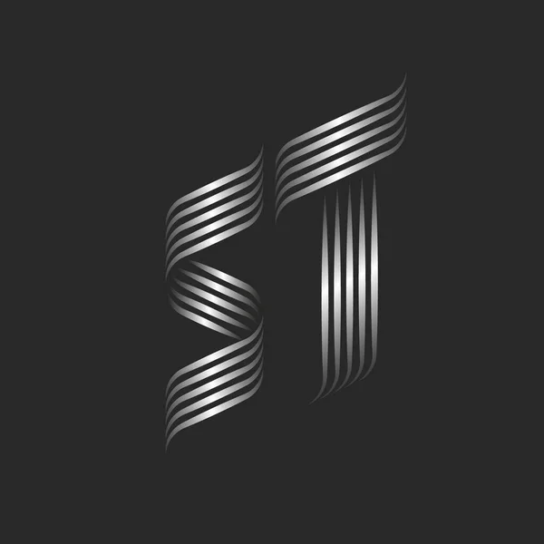 Iniciais Ornamentais Letras Logotipo Monograma Com Cachos Aliança Duas Letras —  Vetores de Stock