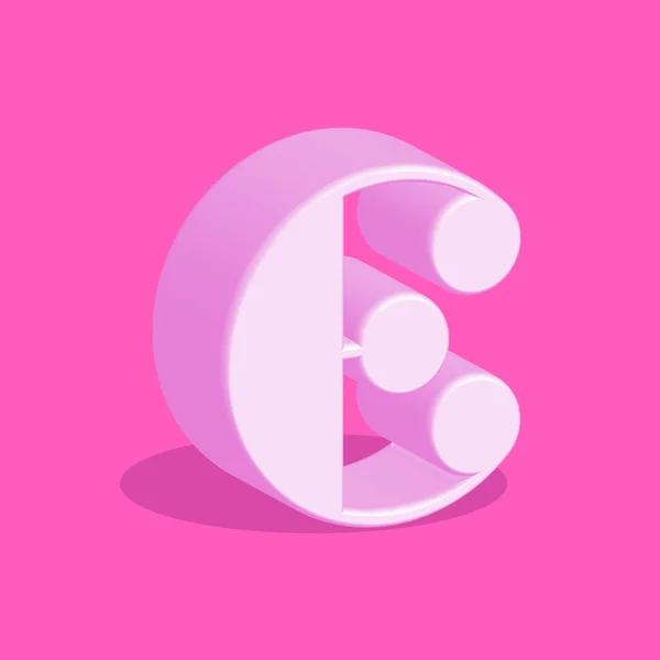 Pink Letter Logo Creative Monogram Isometric Shape Smooth Rounded Alphabet — Vettoriale Stock