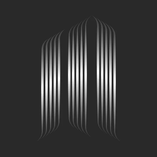 Letter Logo Elegant Monogram Gothic Style Silver Curls Metallic Effect — Stock Vector