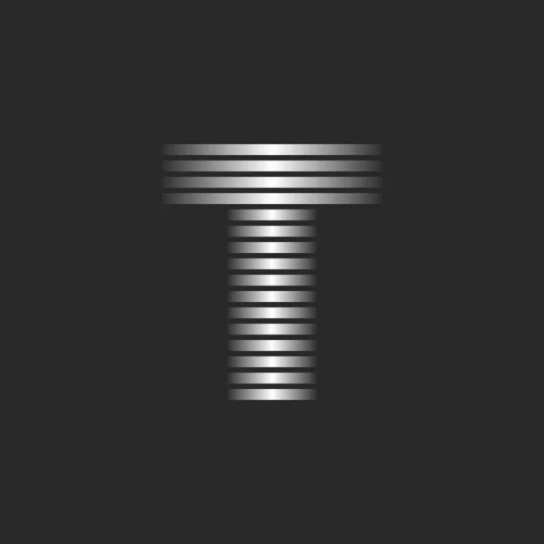 Lettre Logo Design Avec Des Lignes Parallèles Minces Gradient Métallique — Image vectorielle