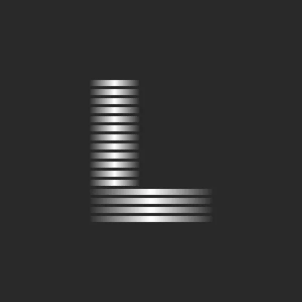 Letter Logo Design Thin Horizontal Parallel Lines Linear Emblem Metallic — Image vectorielle