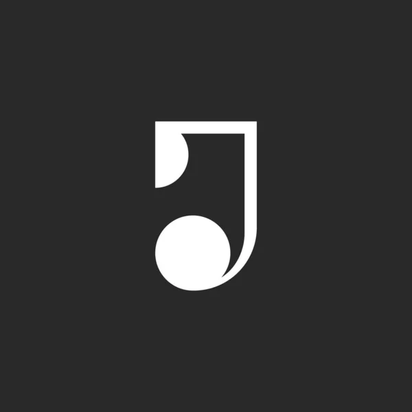 Harfi Logo Monogramı Siyah Beyaz Logotip Minimal Stil Yuvarlak Bukleli — Stok Vektör
