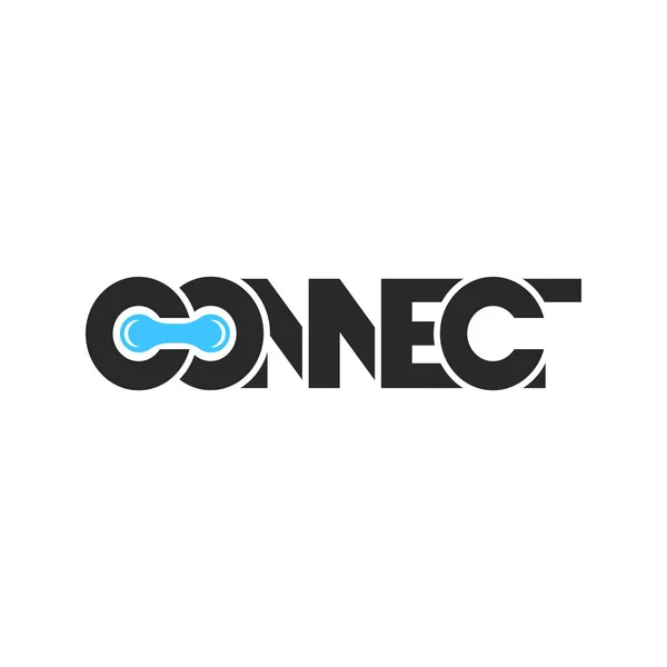 Connect Word Logo Chain Link Technology Slogan Print Shirt Mockup — Vector de stock