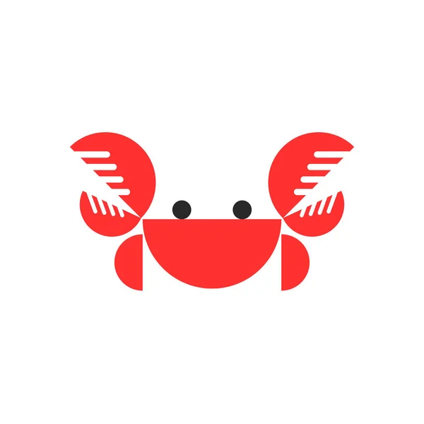 Crab Logo Children Illustration Red Color Simple Geometric Shapes Minimal — Stockvector