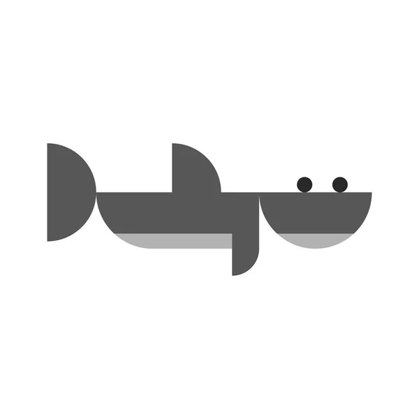 Great White Shark Cartoon Childish Illustration Minimal Style Cute Fish — Stock Vector