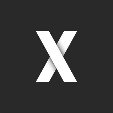 Letter X logo monogram 3d effect, paper stripes bold mark typographic design element, material design cross mockup, gray gradient, creative identity fashion boutique emblem.