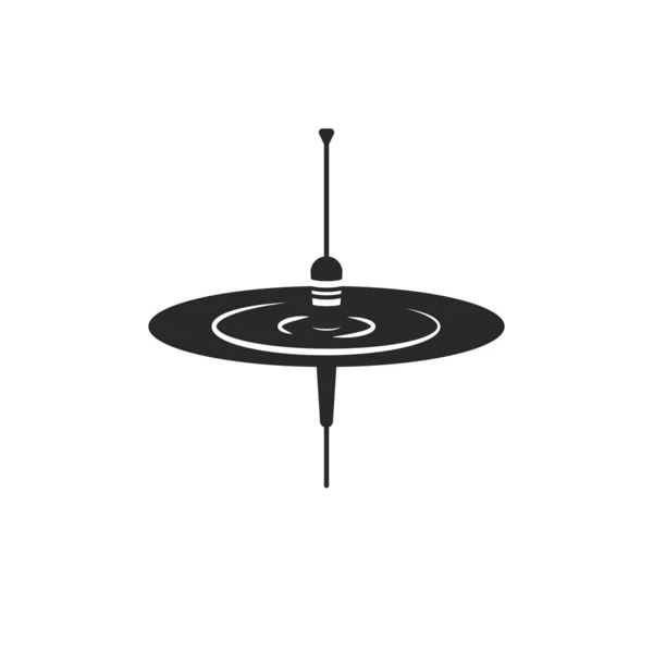 Fishing Float Logo Black White Negative Space Style Signal Bobber — Stock vektor