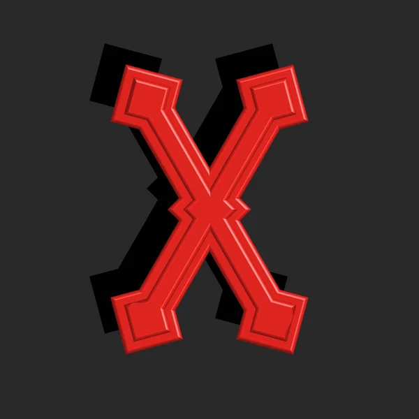 Red Letter Initial Logo Gothic Style Monogram Shadow Dark Background — Stock vektor