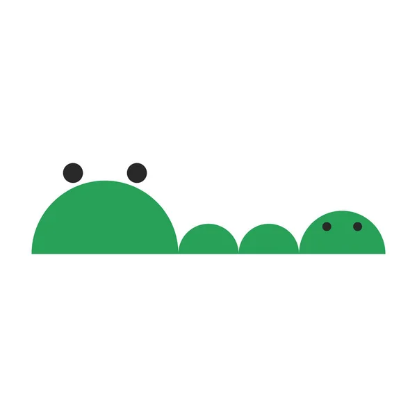 Green Crocodile Head Made Semicircular Geometric Shapes Simple Comic Kawaii — Stock Vector