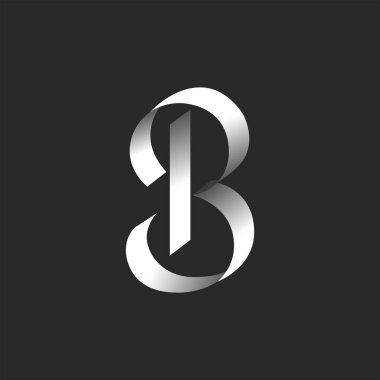Kaligrafik harf B logo monogramı, düz zarif çizgileri olan el yazısı kalın harf.