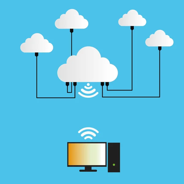 Concetto di cloud computing connect — Vettoriale Stock