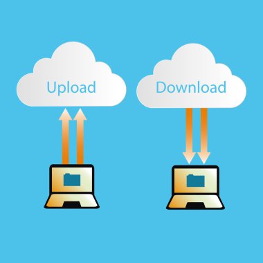 Cloud Computing Concept  synchronizing upload and download clipart