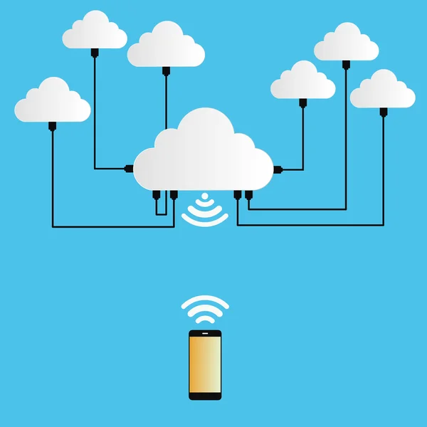 Cloud computing koncepce připojení — Stockový vektor