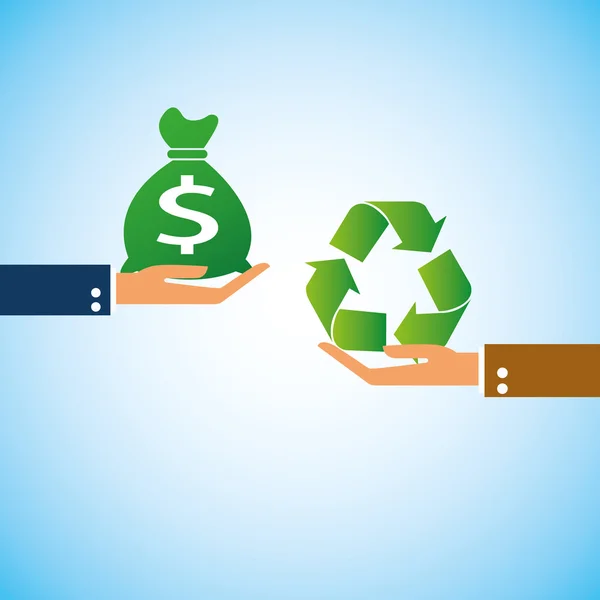 Hand bringen Geld recyceln — Stockvektor