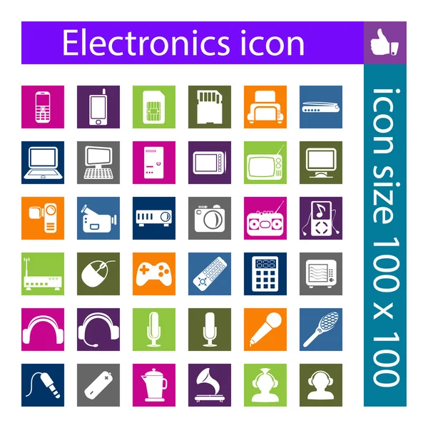Dispositivo electrónico y conjunto de iconos domésticos — Vector de stock