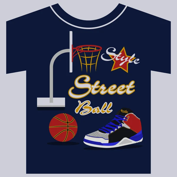 Streetball, sneakers dal design grafico. illustrazioni vettoriali — Vettoriale Stock