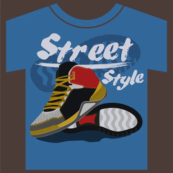 Sneakers grafisch ontwerp voor t-shirt. — Stockvector