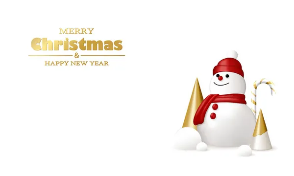 Καλά Χριστούγεννα Και Ευτυχισμένο Νέο Έτος Λευκά Και Χρυσά Αντικείμενα — Διανυσματικό Αρχείο