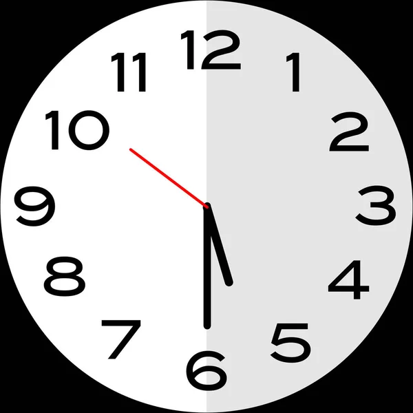 5時または3分を過ぎて5時のアナログ時計を過ぎた半分 アイコンデザインは イラストフラットデザインを使用 — ストックベクタ