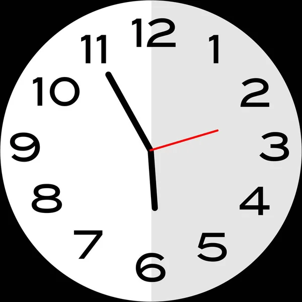 5分から6時または5分から6時のアナログ時計 アイコンデザインは イラストフラットデザインを使用 — ストックベクタ