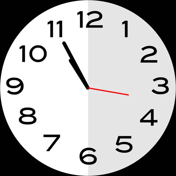 5分から11時または5分から11時アナログ時計 アイコンデザインは イラストフラットデザインを使用 — ストックベクタ