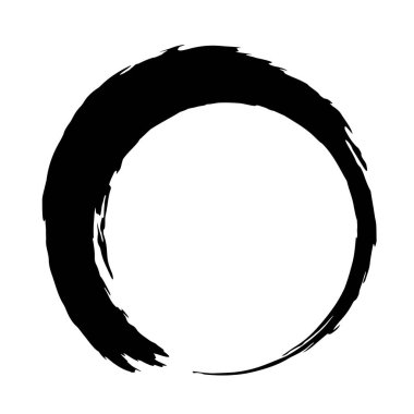 Grunge mürekkep yuvarlak fırça darbesi resmi beyaz arkaplan üzerinde