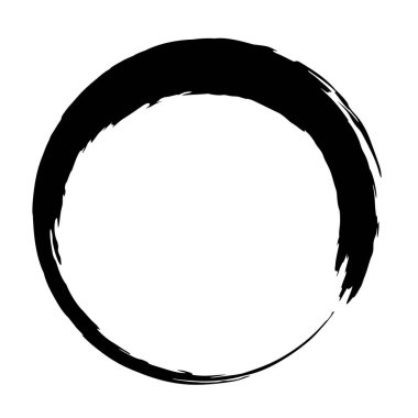 Grunge mürekkep yuvarlak fırça darbesi resmi beyaz arkaplan üzerinde