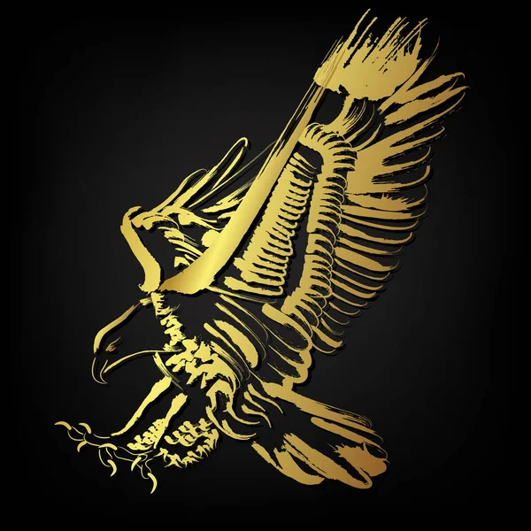 Águila Volando Sobre Fondo Negro Diseño Pintura Pincelada — Vector de stock
