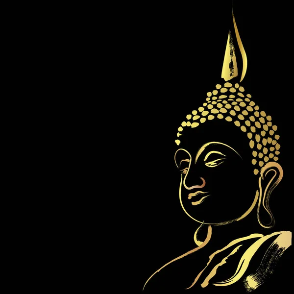Goldener Buddha Mit Goldenem Pinselstrich Isoliert Auf Schwarzem Hintergrund — Stockvektor