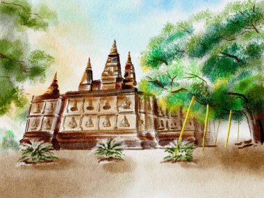 Su boyası, Tayland, Chiangmai 'deki Jed Yod tapınağındaki antik pagoda.