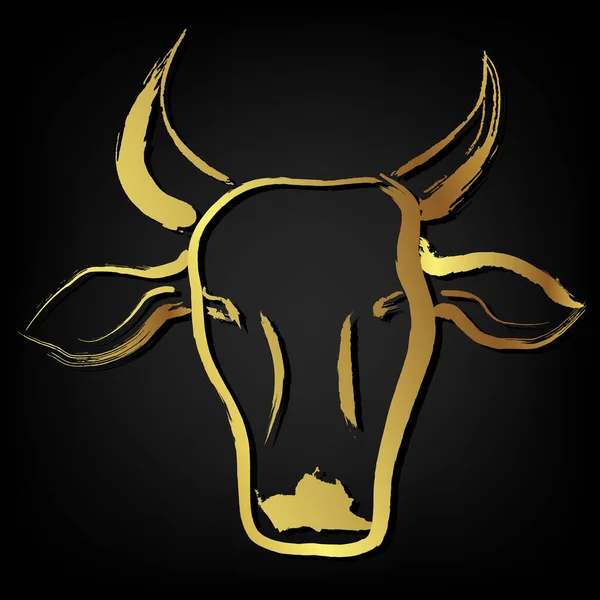 Vaca Pintura Cara Primer Plano Sobre Fondo Negro Pincelada Concepto — Vector de stock