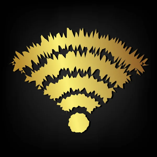 Wifi Signal Logo Golden Border Design Vector Flat Design — Vector de stock