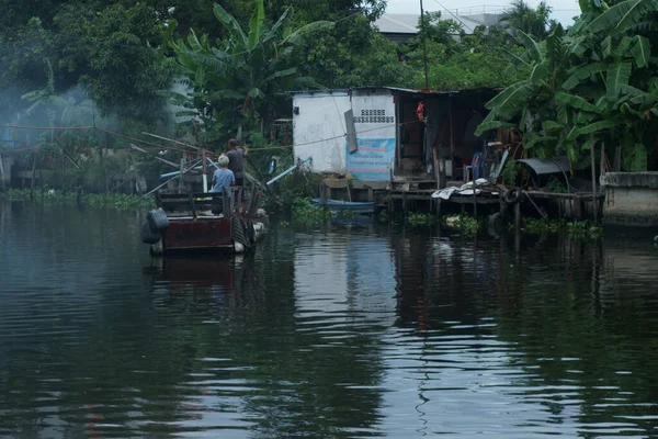 Local Boatman Transports Boats Passenger Samrong Canal Samutprakarn Thailand — Stock Photo, Image