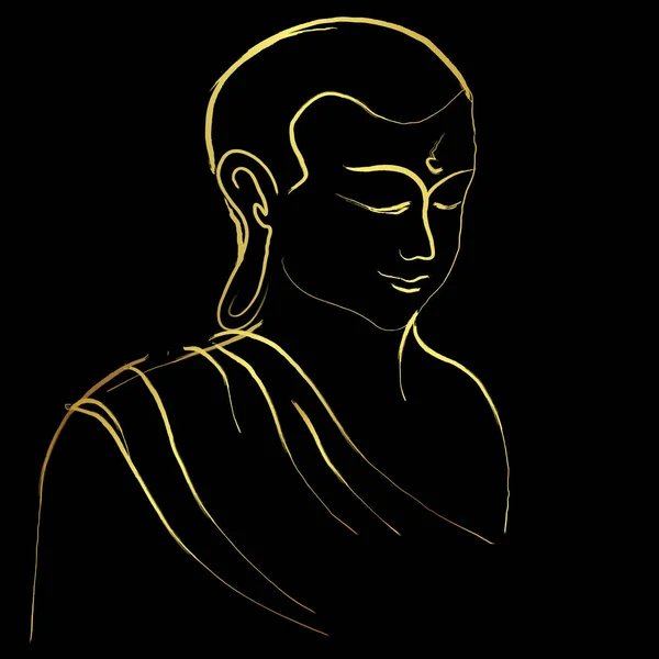 Goldener Buddha Pinselstrich Malerei Vektor Design Über Schwarzem Hintergrund — Stockvektor