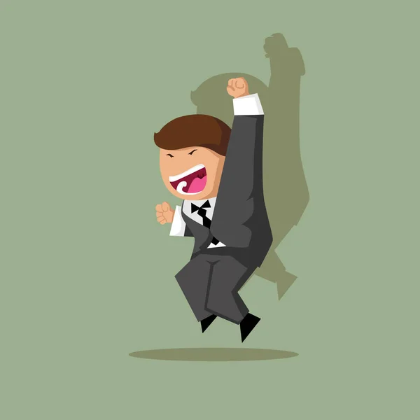 Businessman Jumping Happiness Success Concept Character Cartoon Design — Vetor de Stock