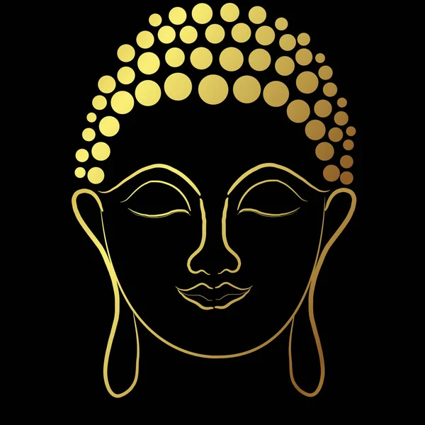 Golden Buddha Line Painting Vector Design Black Background — ストックベクタ