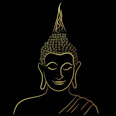 Siyah arkaplan üzerinde Altın Buda çizgisi vektör tasarımı