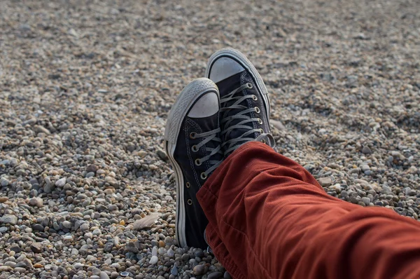 Relax with Sneakers On beach — Stock Photo, Image