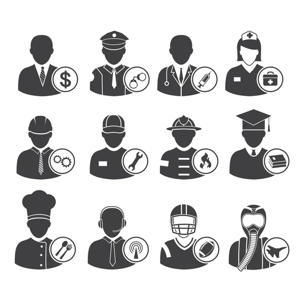 Occupation icons set, vector illustration — Stock Vector