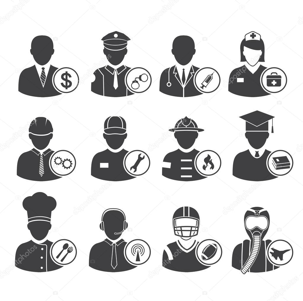Occupation icons set, vector illustration