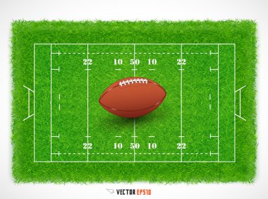 rugby alan dokulu, gerçekçi çim vektör çizim ile