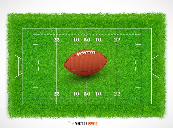 Campo de rugby com grama realista texturizada, ilustração vetorial — Vetor de Stock