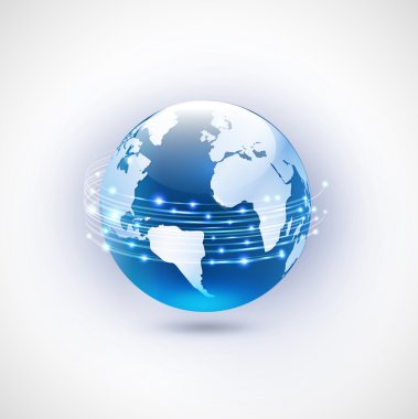 Dünya ağ iletişim ve teknoloji kavramı, vektör illus