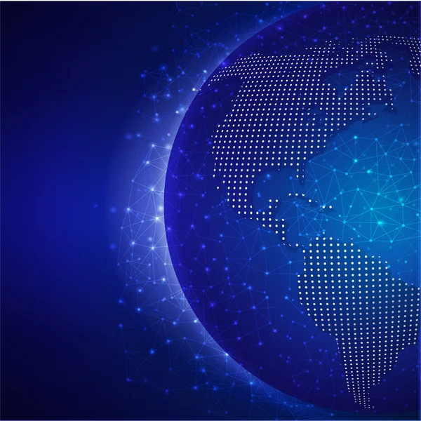 Küresel teknoloji mesh nokta Dünya Haritası, vecto ile dijital ağı
