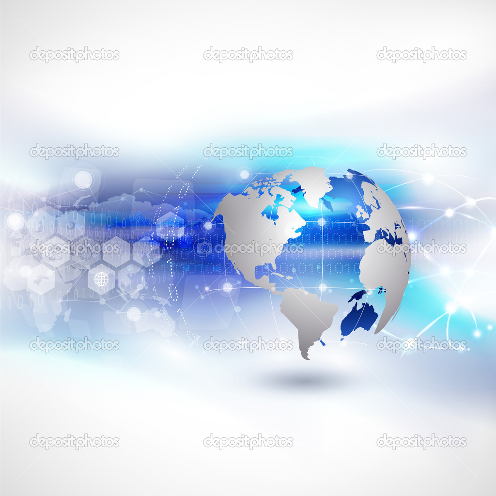 World network communication and technology background, vector il