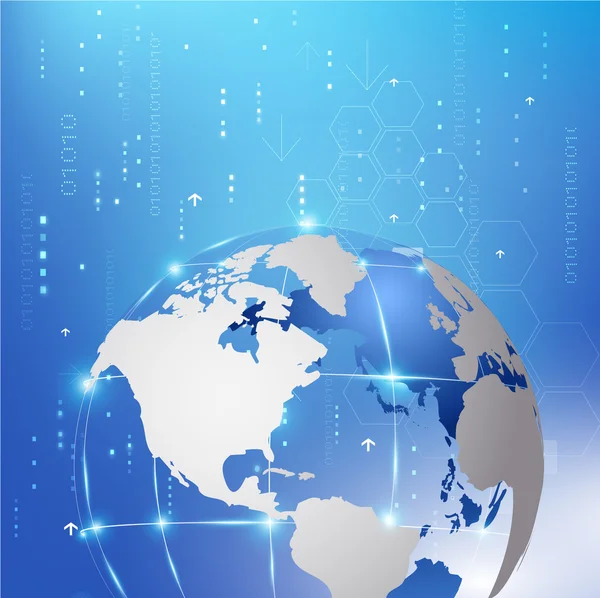 Wereld netwerk communicatie en technologie achtergrond, vector & illustratie — Stockvector