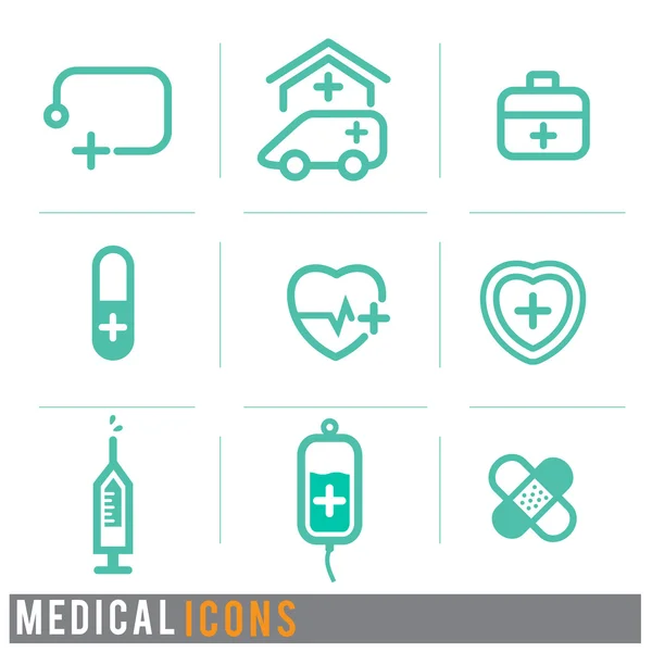 Línea médica iconos concepto conjunto, ilustración vectorial — Vector de stock